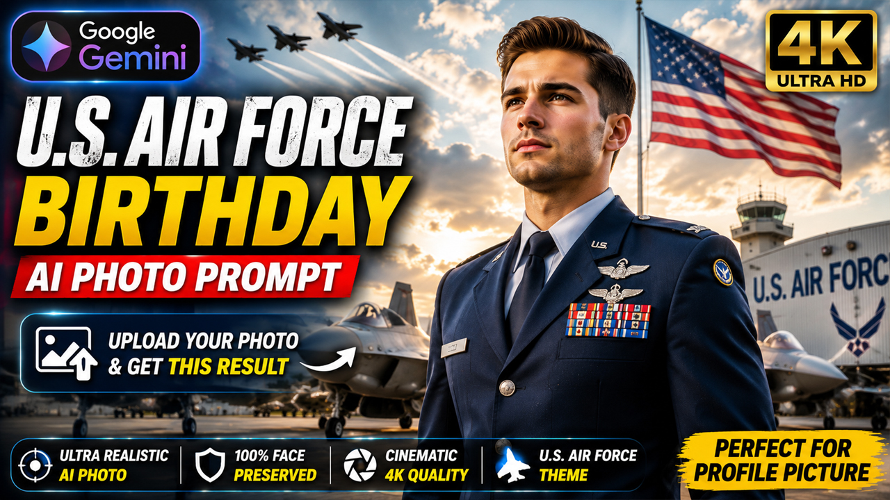 U.S. Air Force Birthday AI Photo Prompt for Google Gemini (Ultra Realistic 4K Photo Transformation)