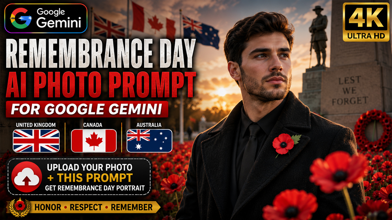 Remembrance Day AI Photo Prompt for Google Gemini (UK, Canada, Australia)