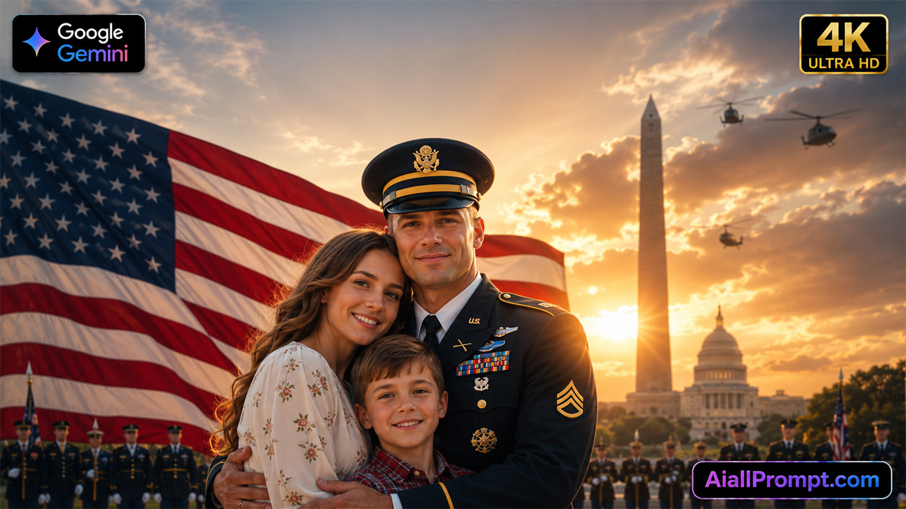Military Family Appreciation Month AI Photo Prompt for Google Gemini (Ultra Realistic 4K)