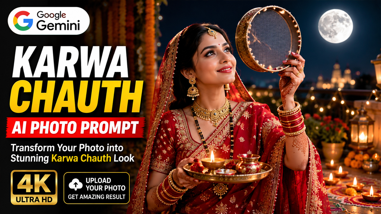Karwa Chauth AI Photo Prompt for Google Gemini (Ultra Realistic 4K Photo Transformation)