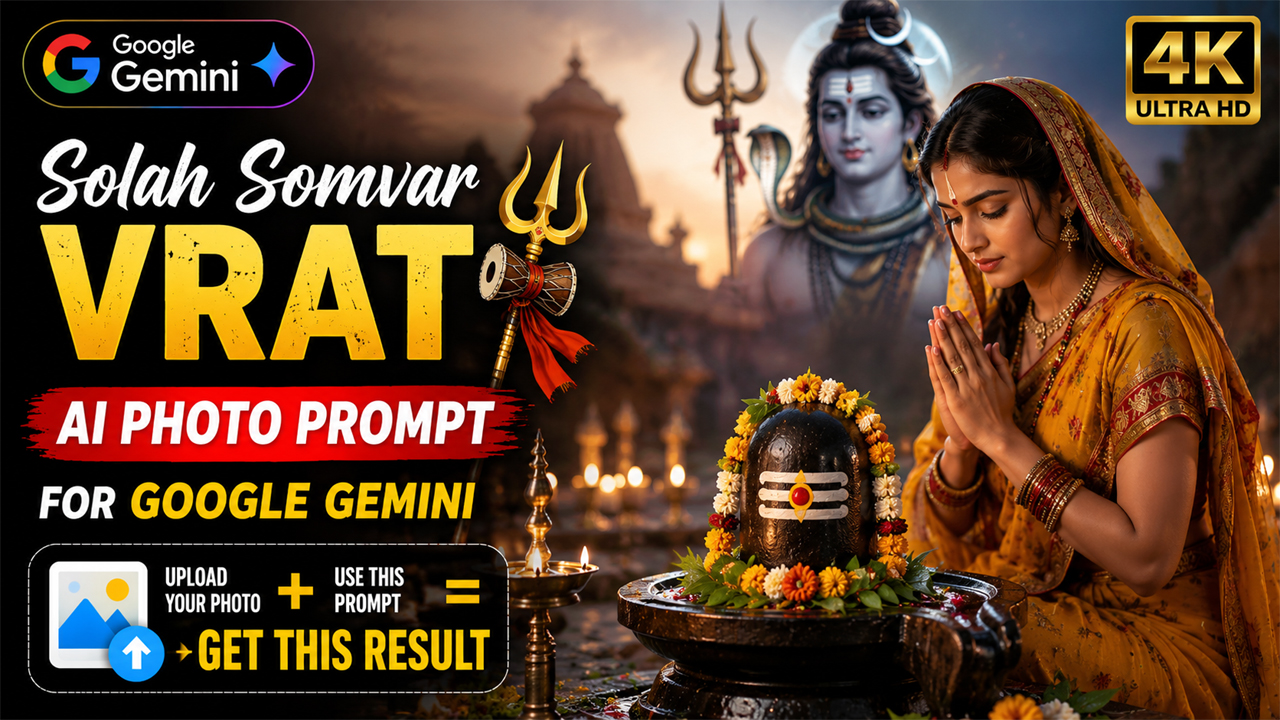 Solah Somvar Vrat AI Photo Prompt for Google Gemini (Ultra Realistic 4K)