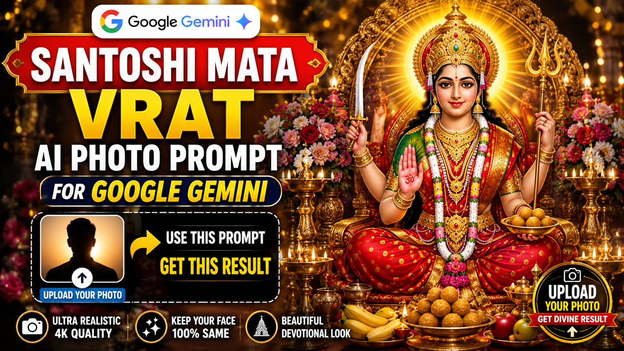 Santoshi Mata Vrat AI Photo Prompt for Google Gemini (Upload Your Photo)