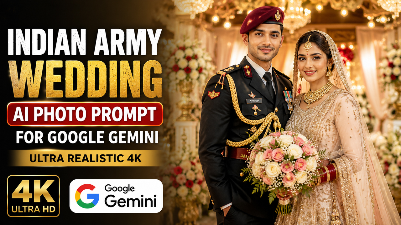 Indian Army Wedding AI Photo Prompt for Google Gemini (Ultra Realistic 4K)