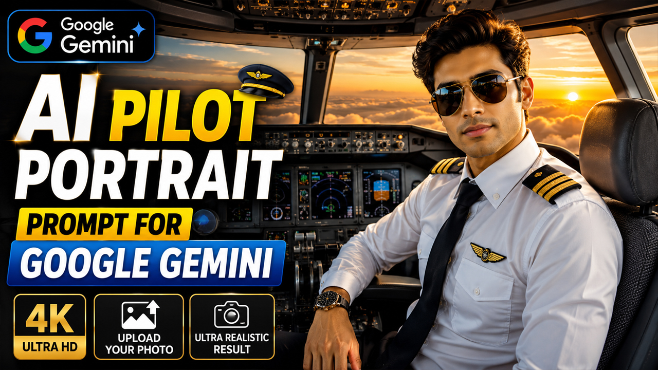 AI Pilot Portrait Prompt for Google Gemini (Ultra Realistic 4K Photo Transformation)