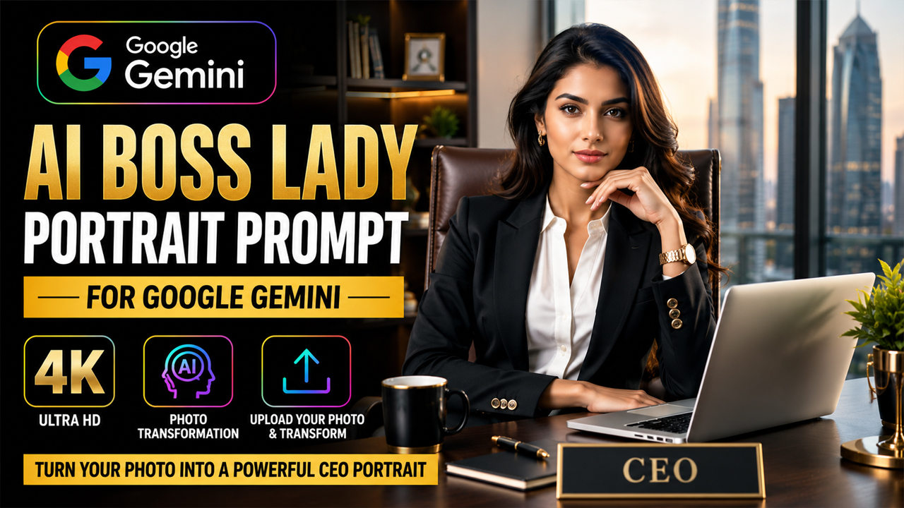 AI Boss Lady Portrait Prompt for Google Gemini (Ultra Realistic 4K)