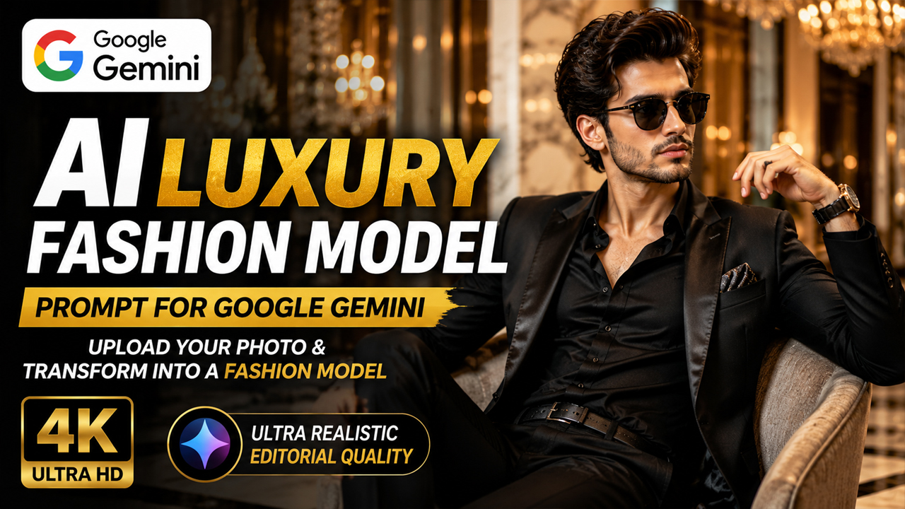 AI Luxury Fashion Model Prompt for Google Gemini (Upload Your Photo)