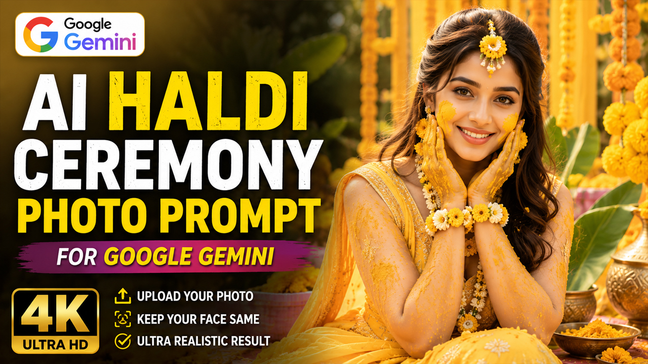 AI Haldi Ceremony Photo Prompt for Google Gemini (Ultra Realistic 4K)