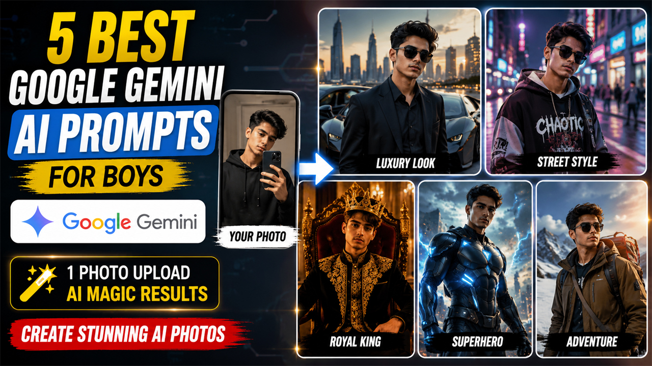 5 Best Google Gemini AI Prompts for Boys (2026) – Create Viral AI Photos in Seconds