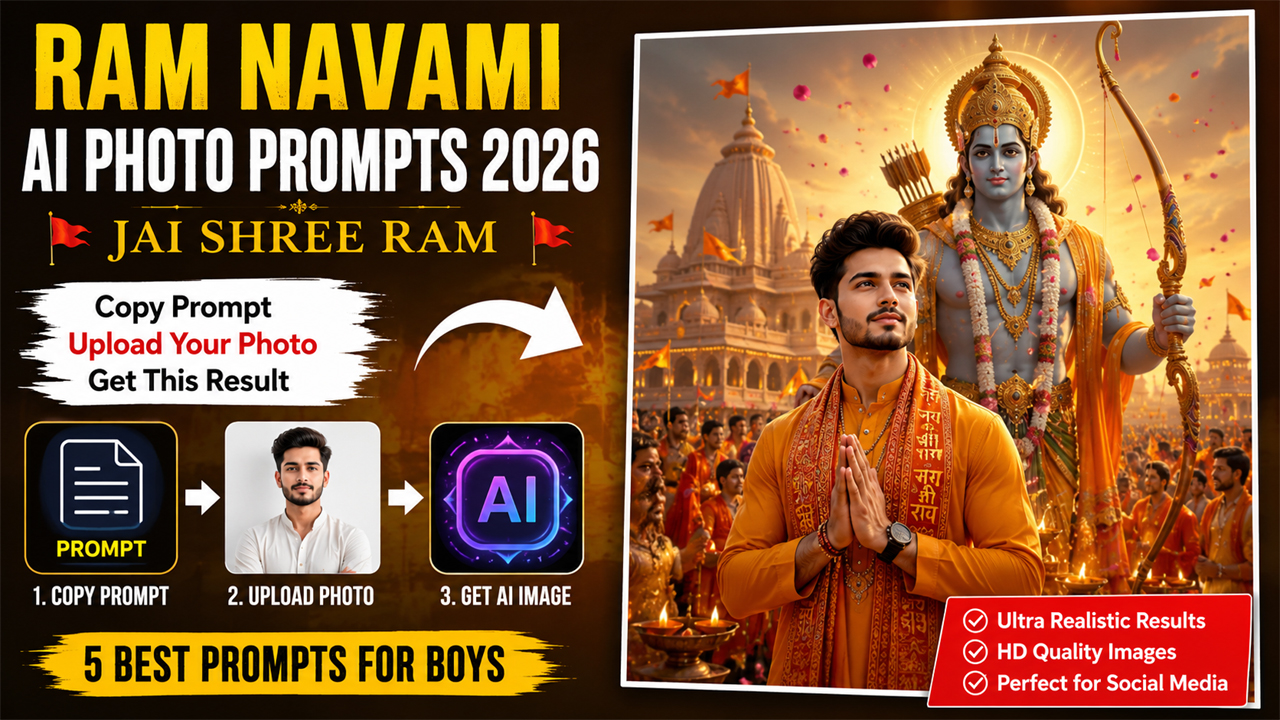 Ram Navami AI Photo Prompts 2026 | Jai Shree Ram – Create Stunning Devotional Images with AI