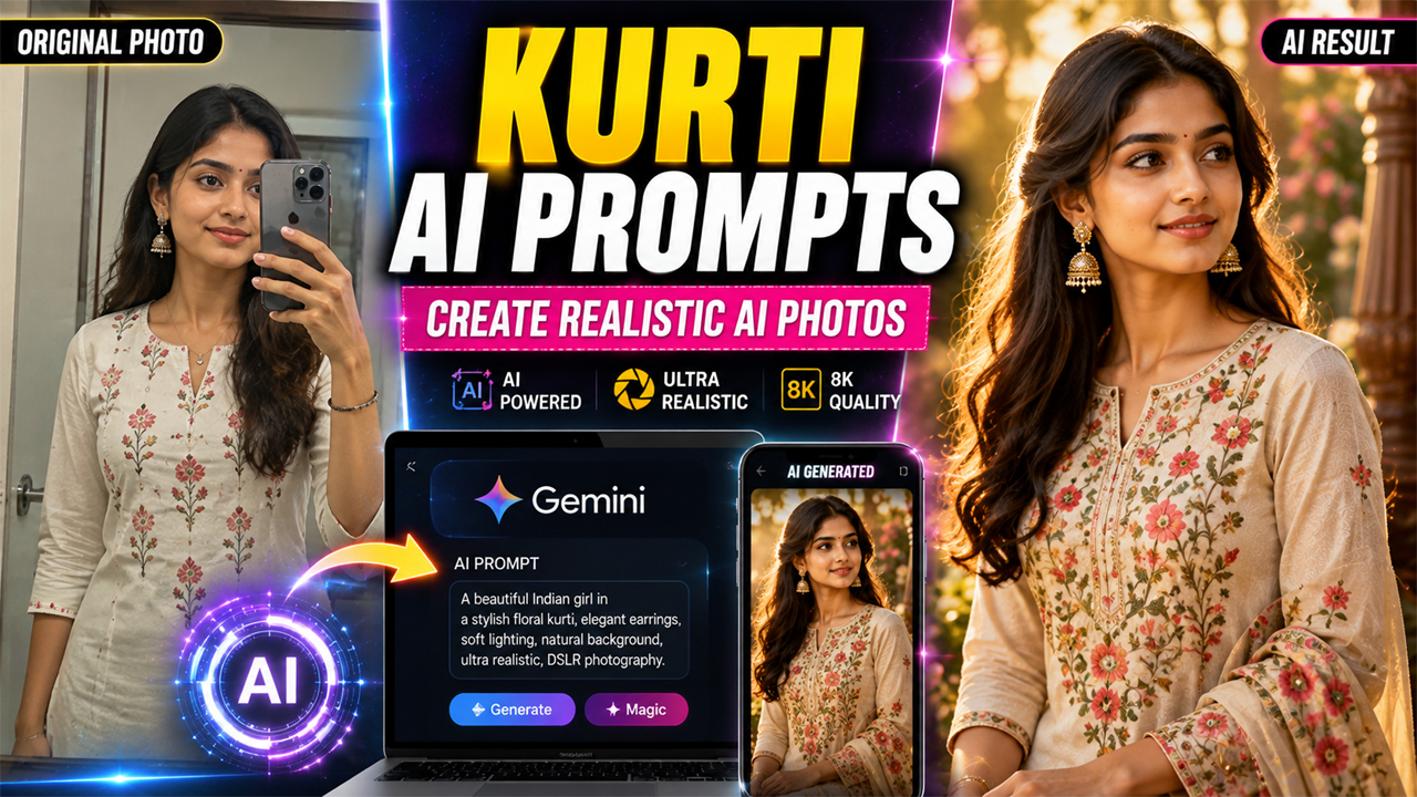 Stylish Indian Girls in Kurti AI Prompts