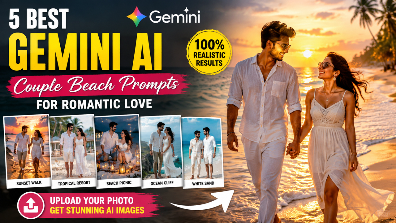 5 Gemini AI Couple Beach Prompts for Romantic Love