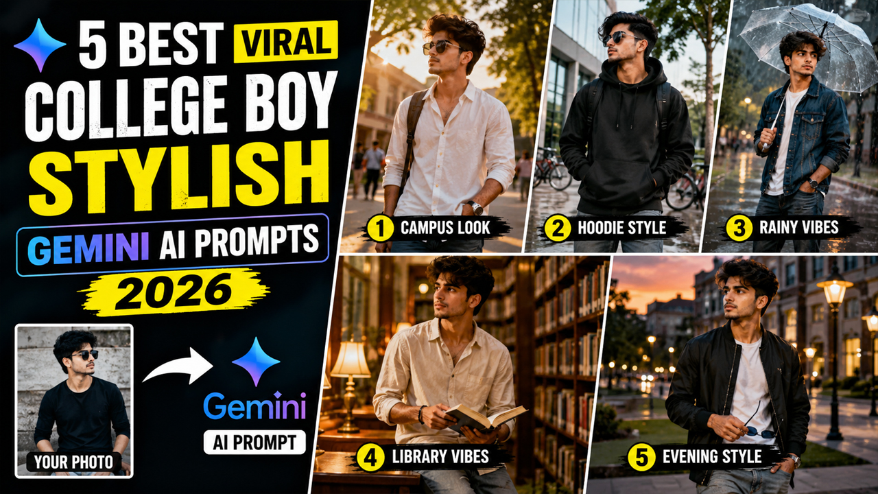 5 Best Viral College Boy Stylish Gemini Photo Editing Prompts 2026