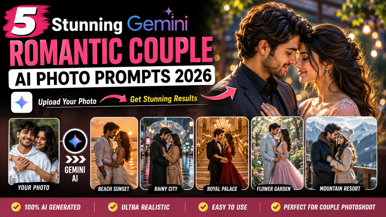 5 Stunning Gemini Romantic Couple AI Photo Prompts 2026