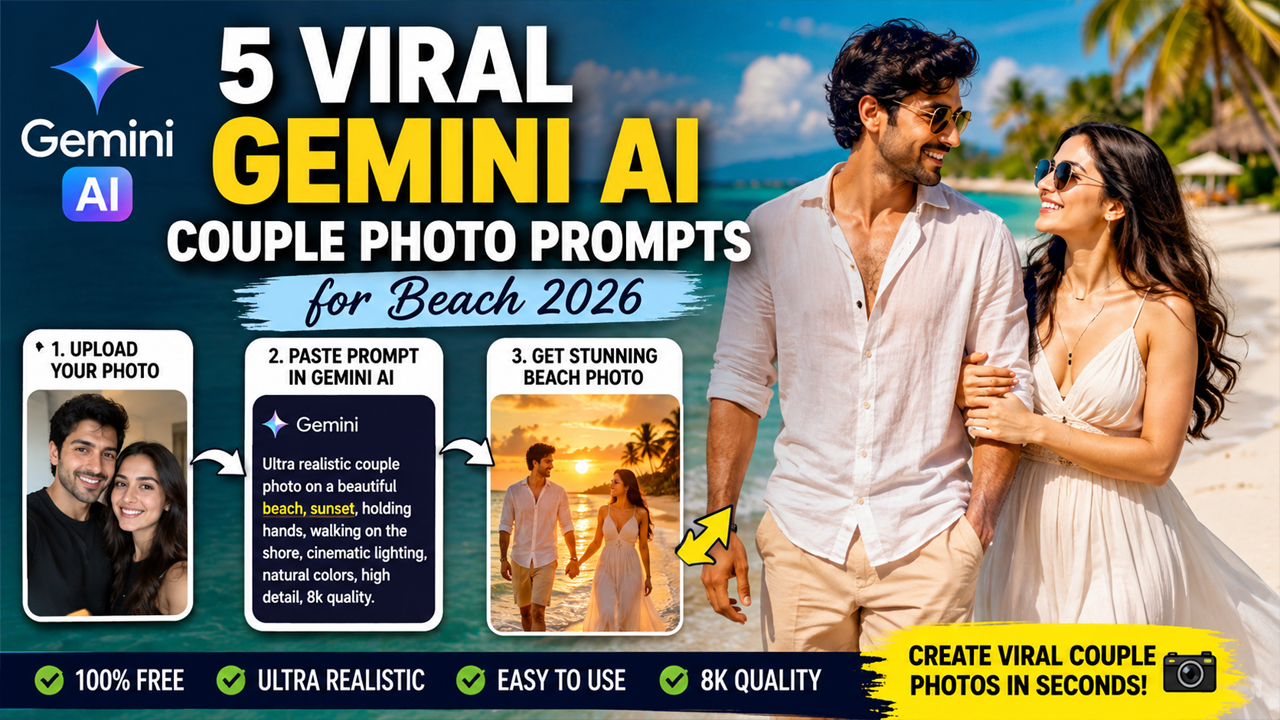 Gemini AI Couple Photo Prompts for Beach 2026