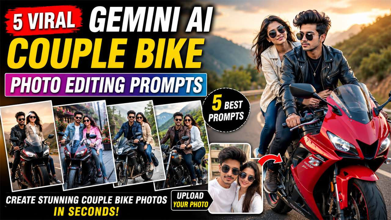 Gemini AI Couple Bike Photo Editing Prompts