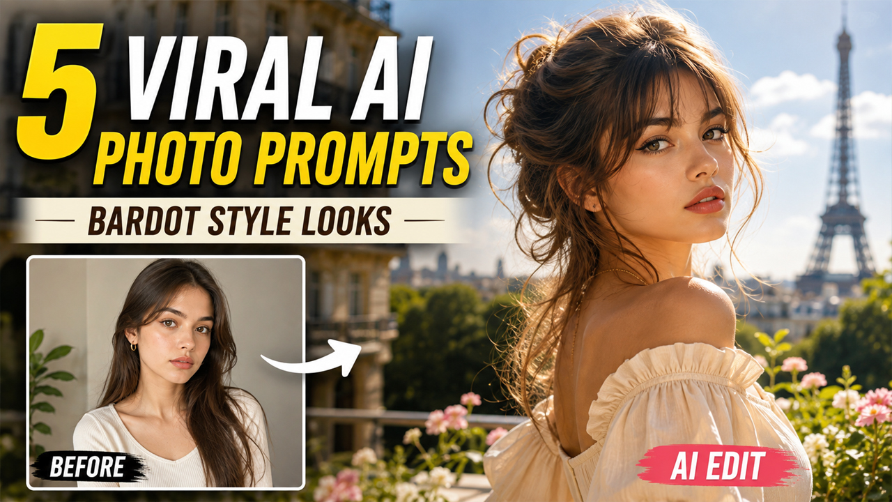 Viral AI Photo Editing Prompts for Girls Stunning Bardot Style Looks